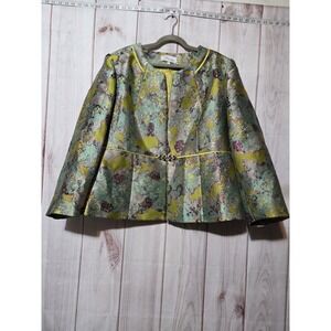 EY Boutique Womens 22W Metallic Floral Brocade Jacket Jeweled Butterfly